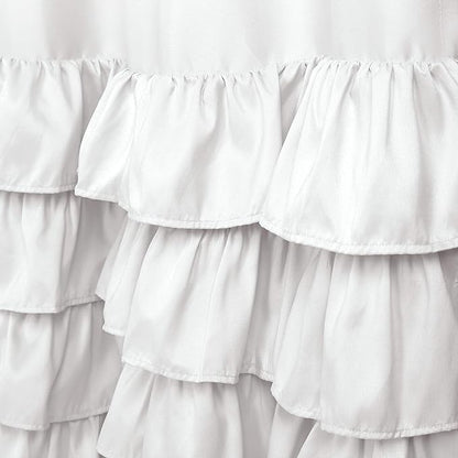 Lush Decor Allison Ruffle Light Filtering Window Curtain Panels Pair 40" W x 108" L White - Coquette Curtains for Bedroom - Drapes - Ruffle Curtains Kids