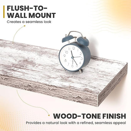 Acovy 72 Inch Floating Shelves, 9.3" Deep Floating Shelf Wall Mounted, 72" Wall Shelves, Rustic Deep Bookshelf, Large Display Shelves & Storage Shelves for Bedroom, Living Room, Rustic, Set of 2