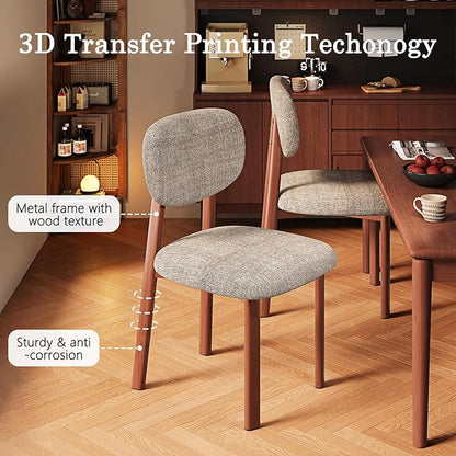 Modern Dining Room Chairs Set of 2 Upholstered Kitchen & Dining Chairs with Metal Legs for Dining Room Kitchen Living Room, Brown/Walnut Linen