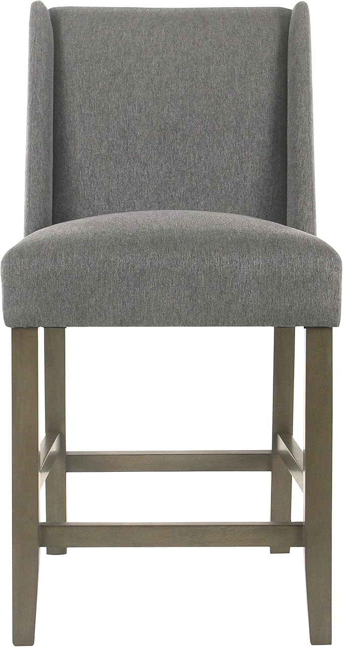 Homepop Home Decor | Modern Counter Stool | Counter Stools With Back | Decorative Home Furniture, Gray 24 inch, Pewter Woven