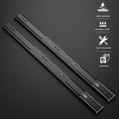 Ravinte 24 Inch Soft Close Drawer Slides 5 Pairs 10 Pack Black Full Extension Ball Bearing Drawer Glide Side Mount