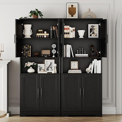 IDEALHOUSE Kitchen Pantry Cabinet, 70in Tall Storage Cabinet with Doors and Adjustable Shelves, Freestanding Cupboard for Living Room, Dining Room, Bathroom (Black)
