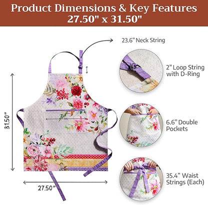Maison d' Hermine 100% Cotton Apron for women with Pocket Kitchen Chef Apron for Men Cooking Mothers Day Gifts