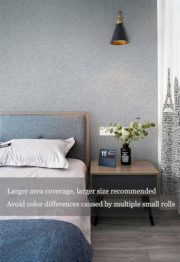 Safiyya 17.3 inch X 78.7 inch Peel and Stick Wallpaper Silver Grey Silk Wallpaper Textured Removable Wall Paper Embossed Self Adhesive Contact Paper for Walls Vinyl Rolls
