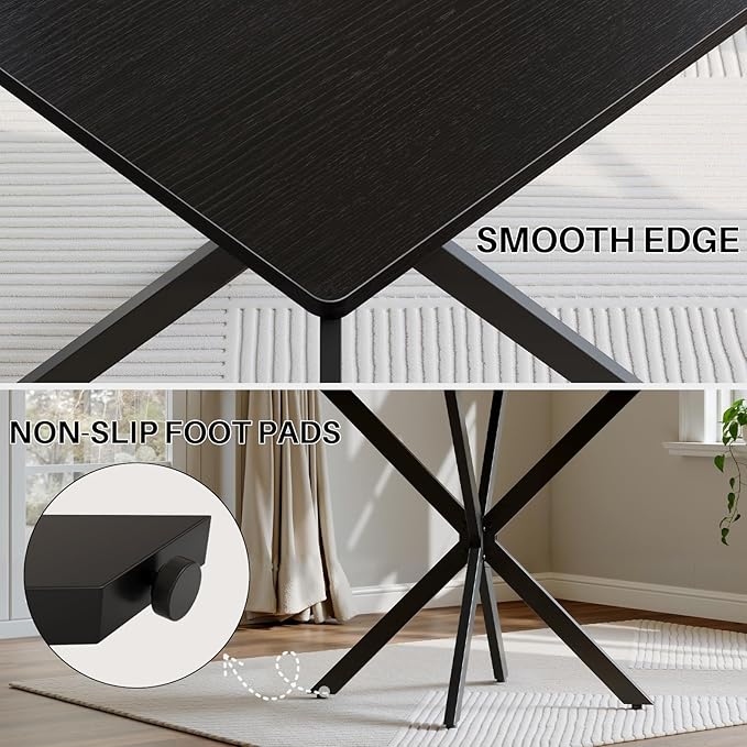 Unovivy 31.5" Small Square Dining Table for 2-4, Space Saving Kitchen Dinner Table, Industrial Compact Modern Dining Room Desk for Kitchen, Apartment, Black