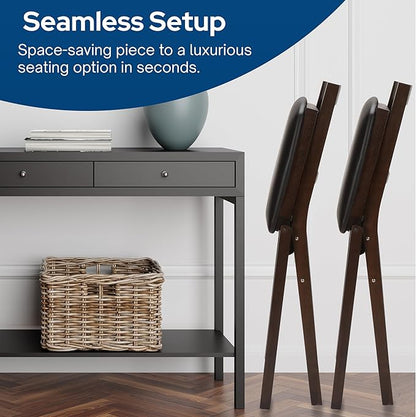 Stakmore Folding Counter Height Stools, Espresso with Bonded Leather Set of 2
