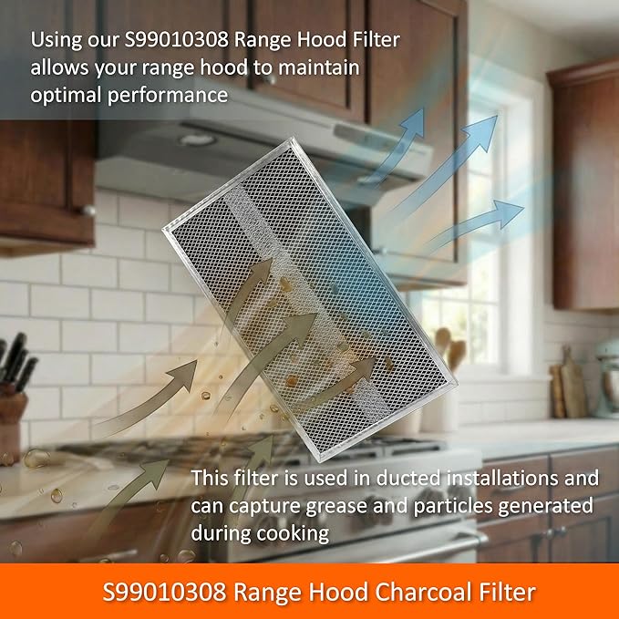 2-Pack S99010308 Range Hood Charcoal Filter 10.8 x 13.3 Inch Non-Ducted Stove Hood Vent Filter Replacement for Bro-an BPSF30 QS/WS series G-e WB02X10707