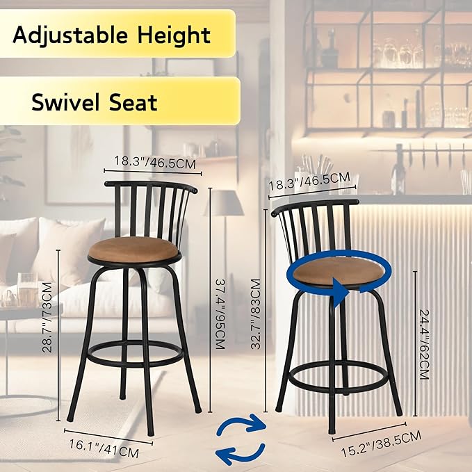 Homy Casa 5 Piece Kitchen Island Set with 4 Swivel Bar Stools, Rolling Kitchen Cart with Drop Leaf, Power Outlet, Drawers and Storage Cabinet, Breakfast Bar Table Set for Dining Room (Black)