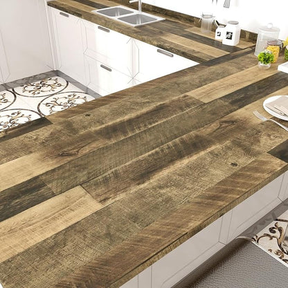 WESTICK Large Wood Contact Paper 36" x 394" Wood Wallpaper Peel and Stick Countertops Waterproof Vintage Wooden Grain Contact Paper for Kitchen Table Desk Cabinets Drawers Bathroom Wooden Vinyl Wrap