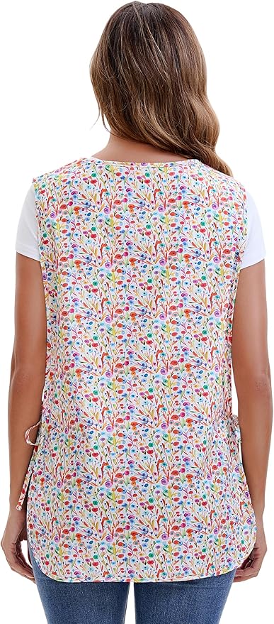 Nanxson Women Cobbler Apron Smock Cotton Printed Apron with 2 Patch Pockets and Side Ties for Work Chef Kitchen Housework