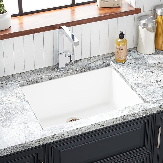 Signature Hardware 447663 Totten 25" Drop In or Undermount Single Basin Granite Composite Kitchen Sink