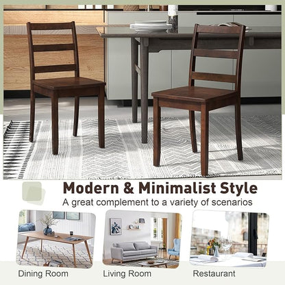 ERGOMASTER Wooden Dining Chairs Set of 4, Farmhouse Armless Wood Kitchen Chair with Back, Restaurant Side Chairs for Study, Dining Room, Brown