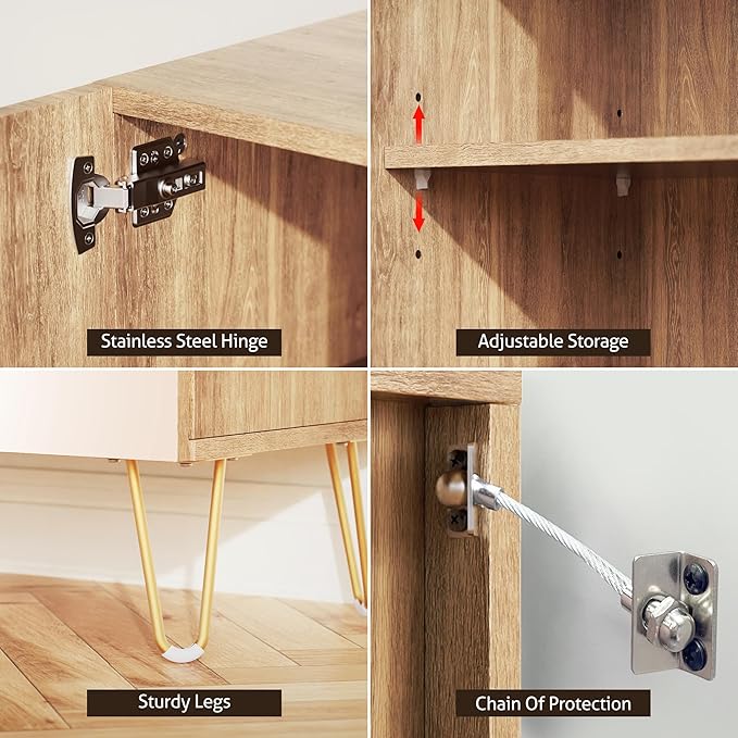 SIGNWIN Sideboard Buffet Cabinet, Kitchen Storage Cabinet with 2 Doors, Duotone Sepia Shetland Cow, Cupboard Console Table for Dining Room - 35" L x 18" W x 29" H