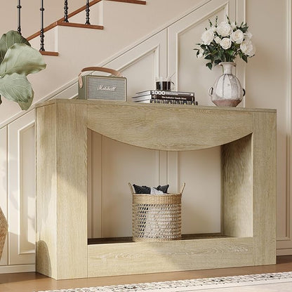 knoworld Farmhouse Console Table, 47 Inches Entryway Console Table with LED Light, Sofa Table Behind Couch, Wooden Accent Entryway Table for Living Room, Hallway
