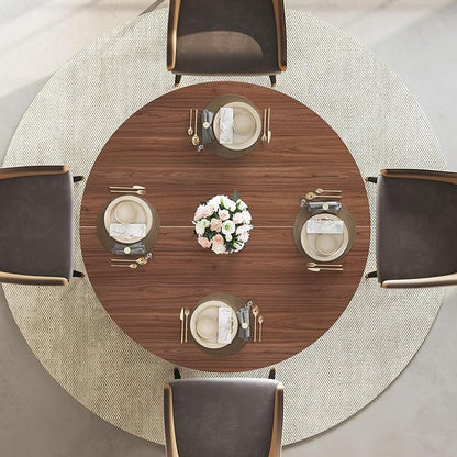 IBF Round Dining Table with Storage for 4 to 6, 47" Circle Kitchen Table with Fridge Space, Wood Dining Room Tables with Adjustable Shelf, Circular Dinner Tables for Home Kitchen, Walnut (Only Table)