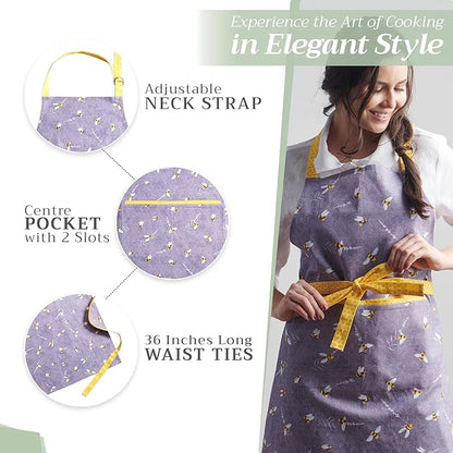 Maison d' Hermine 100% Cotton Apron for women with Pocket Kitchen Chef Apron for Men Cooking Mothers Day Gifts