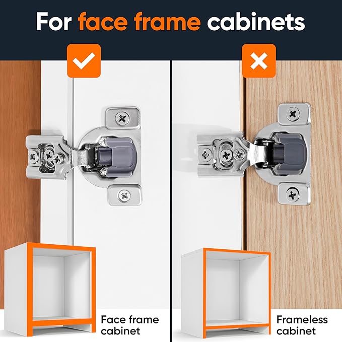 Decobasics 20 Pack Soft Close Cabinet Hinges – 3/4" Overlay for Kitchen Cabinet Doors, Face Frame Concealed Hidden Hinges – Stainless Steel, Self-Closing with 3-Way Adjustment & Slow Close Damper