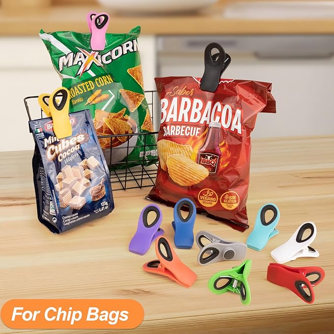 Jetmore 20 Pack Chip Clips, Bag Clips, Multipurpose Food Clip, Magnetic Clip for Chip, Snack, Food Storage, Kitchen, Packages, Office Paper Clamps