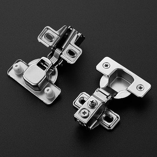 Ravinte 10 Pack 5 Pairs Short Arm Kitchen Cabinet Hinges for 5/8 Inch Overlay Cabinet, Brushed Nickel 105 Degree Opening Angle Hinges, Soft Close Concealed with Mounting Screws for Face Frame Door
