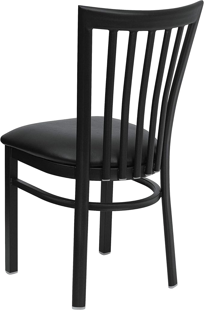 Flash Furniture HERCULES Series Black School House Back Metal Restaurant Chair - Black Vinyl Seat
