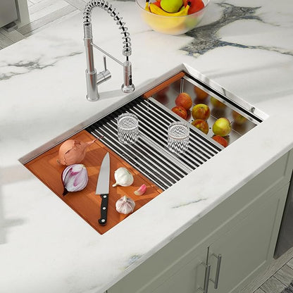 Dcolora 36 In. Undermount Double Bowl Kitchen Sink, 60/40 Low Divide Workstation, 16 Gauge 304 Stainless Steel Sink, 36" x 19" x 10" #DC-U7739