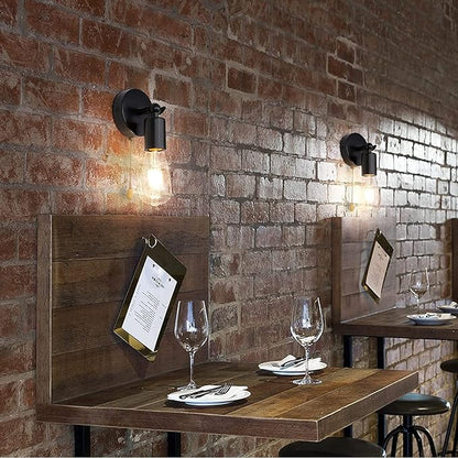 2-Pack Pull Chain Wall Sconce Adjustable, Hardwired Wall Light Fixtures with Switch Indoor E26 Small Black Sconces with Pull Switch for Kitchen Bedroom Hallway, No Bulb