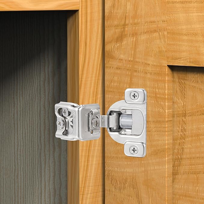(2 Pack) 1-3/8 Inch Overlay Soft Close Cabinet Hinges, Kitchen Concealed Hinges for Face Frame Door, European Hinges with Brushed Nickel