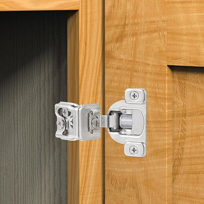 (2 Pack) 1-3/8 Inch Overlay Soft Close Cabinet Hinges, Kitchen Concealed Hinges for Face Frame Door, European Hinges with Brushed Nickel