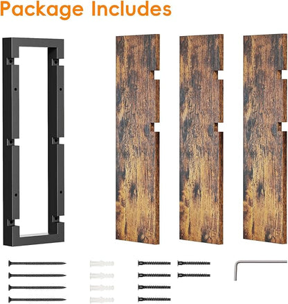 Homode Floating Shelves for Wall, Wood Wall Shelves for Bathroom, 3 Tier Shelves for Wall Decor, Decorative Hanging Storage Shelf for Bedroom Kitchen Living Room, Rustic Brown and Black