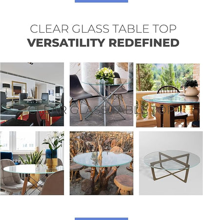 12-Inch Round Tempered Glass Table Top, 3/8” Thick, Flat Polished Edge, Durable Glass for Dining, Coffee, and Office Tables