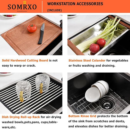 30 Inch Black Undermount Kitchen Sink Double Bowl - 30x18 Undermount Workstation Sink 16 Gauge Black Stainless Steel 10 Inch Deep Double Bowl Kitchen Sinks