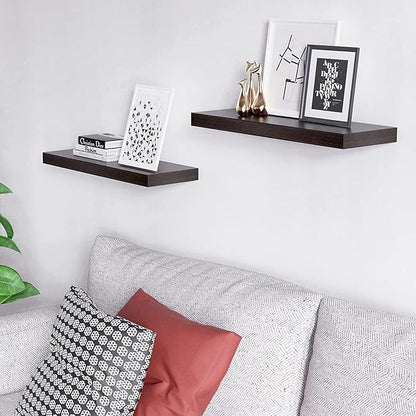 24 Inches Length Floating Shelf,Wall Mounted Shelves Set 24(Lenth) x12(Wide) for Bathroom Kitchen Living,Kitchen,Room Bedroom Storage,Espresso