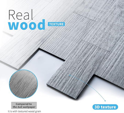 Art3d 10-Sheet Peel and Stick Backsplash PVC Wall Tile, Stickon Tile for Kitchen Backplash, Bathroom Vanities, Fireplace Decor, Laundry Table, Stair Decals in White-Washed, Plastic-Sheets