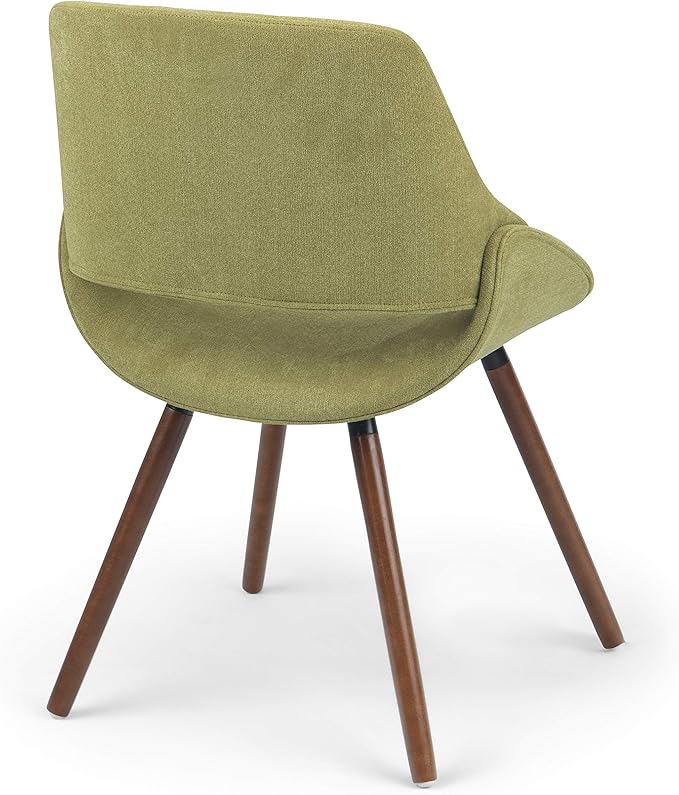 SIMPLIHOME Malden Dining Chairs - Upholstered Bentwood Frame and Woven Fabric Kitchen Chair in Acid Green, Modern Dining Room Seating with Curved Contoured Back, Walnut Veneer Legs and Padded Seat