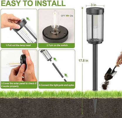 Sparkblaze 2 Pack Solar Garden Lights Outdoor, Decorative Solar Pathway Lights for Yard Auto On/Off Landscape Lighting for Walkway, Lawn, Garden, Waterproof Solar Stake Lights. (2, Warm White)