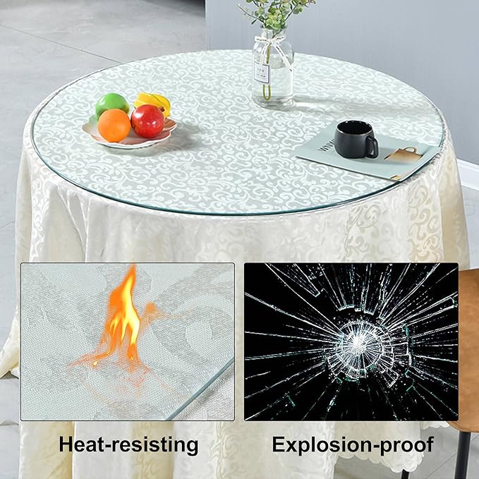 20" Tempered Glass Table Top Round Transparent Table Surface 1/4'' Thick Pencil Polished Edge Multipurpose for Dining, Coffee, Restaurant and End Table (20 inch)