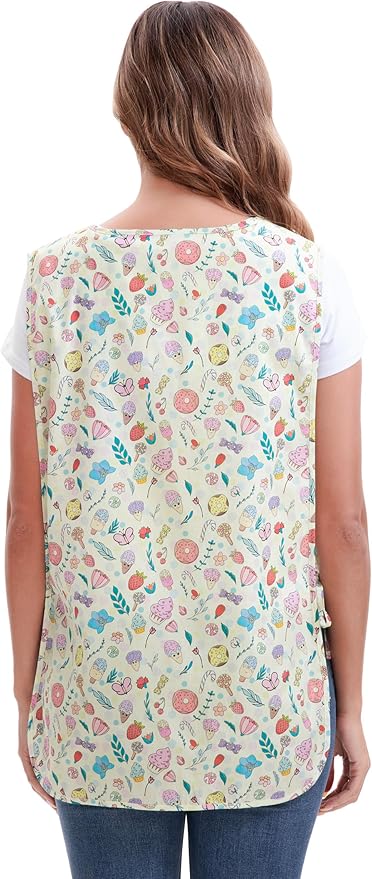 Nanxson Women Cobbler Apron Smock Cotton Printed Apron with 2 Patch Pockets and Side Ties for Work Chef Kitchen Housework