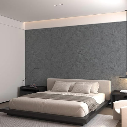 3yecao 31"×157" Big Roll Extra Wide Thick Dark Blue Grey Concrete Wallpaper Peel and Stick Waterproof Glossy Gray Concrete Contact Paper Vinyl Adhesive Cement Sticker for Bedroom Living Room Walls