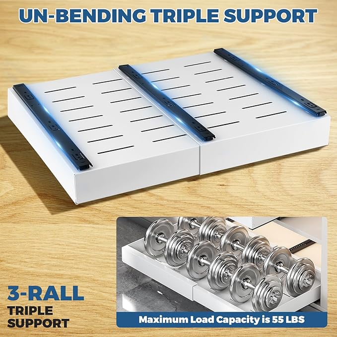 Pull-out Cabinet Organizer, ExpandableHeavy Duty Slide out Drawers Fixed with Adhesive Nano Film for Pots, Roll out Shelf Storage for Kitchen Base Cabinet Organization