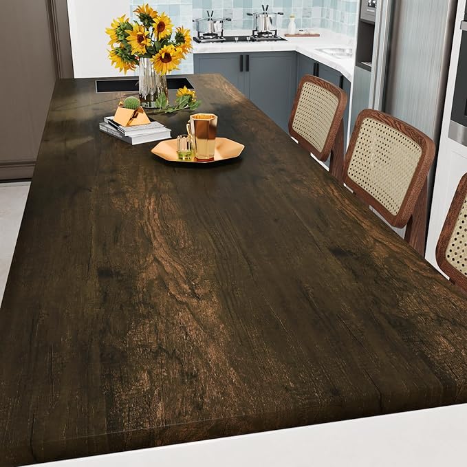 WESTICK Brown Wood Contact Paper Peel and Stick Wallpaper Vintage Wood Grain Contact Paper for Countertops Waterproof Wooden Wallpapers for Tables Kitchen Cabinets Drawers Shelf Liner 118 x 24 in