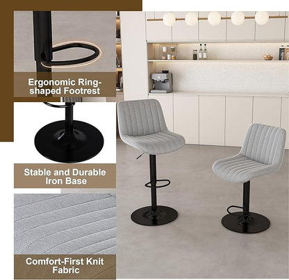 Kitchen Island Set with LED: 63" Black Marble Look Table & 4 Gray Stools - 3-in-1 Dine Prep Store Centerpiece for Open Concept Homes - Adjustable Mood Lighting & Grill Design