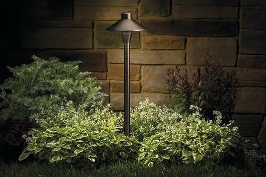 Kichler 1-Light Outdoor Path Light in Centennial Brass, Outdoor Landscape Lighting Fixture for Pathway, Garden and Yard, 12-Volt Low Voltage, (21" H x 6.75" DIA), 15478CBR