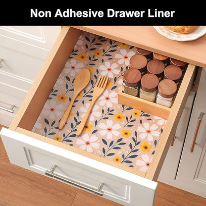 Cooyes Shelf Liner – Premium Non-Adhesive Cabinet & Drawer Liner for Kitchen – Waterproof Shelf Paper with Modern Pattern – Durable EVA Cabinet Mat – Easy to Cut （12" W x 240" L）