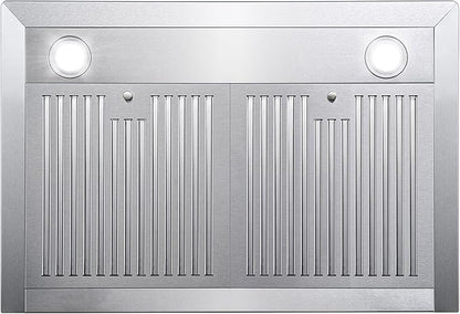 COSMO COS-63175 30 in. Vista Collection 380 CFM Ducted Wall Mount Range Hood, Button Controls, LED Lights, Stainless Steel