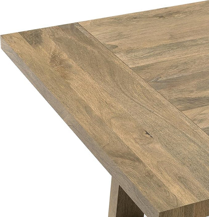 SIMPLIHOME Whitley Dining Table - 72 inch Wide Solid Mango Wood Rectangular Table in Grey Wash, Modern Farmhouse Style for Dining Room or Kitchen with Extra-Thick Trestle Base, Seats 6