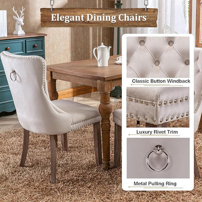 Goujxcy 5-Piece Extendable Dining Table Set for 4, 63-78 Inch Faux Travetine Kitchen Table Set with 4 Beige Upholstered Chairs Modern Wood Expandable Dining Room Table Set for Kitchen Apartment