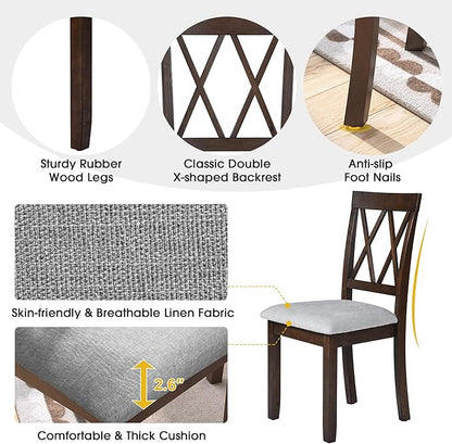 Ball & Cast 3-Piece Farmhouse Kitchen Island Drop Leaf Table-Chair Set, 29.57“/45.67" Folding Table w/ 2pcs Backrest Dining Chairs,Foldable Wooden Breakfast Set for Small Place,Space Saving, Brown