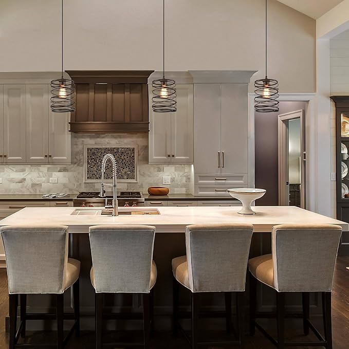 LALUZ Pendant Lights Kitchen Island, Industrial Kitchen Pendant Lighting Over Island, Rustic Iron Pendant Light Fixtures for Bedrooms, Dining Room, Hallway, Tableside