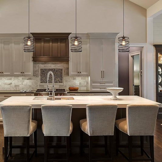 LALUZ Pendant Lights Kitchen Island, Industrial Kitchen Pendant Lighting Over Island, Rustic Iron Pendant Light Fixtures for Bedrooms, Dining Room, Hallway, Tableside