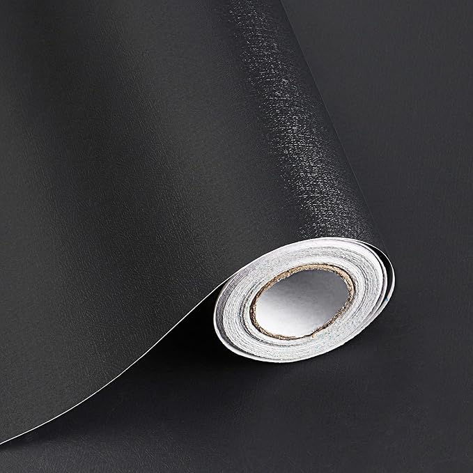 118"x17.7" Black Peel and Stick Wallpaper Black Contact Paper Decorative Self Adhesive Waterproof Removable Wallpaper Contact Paper for Wall Covering Countertop Vinyl Roll